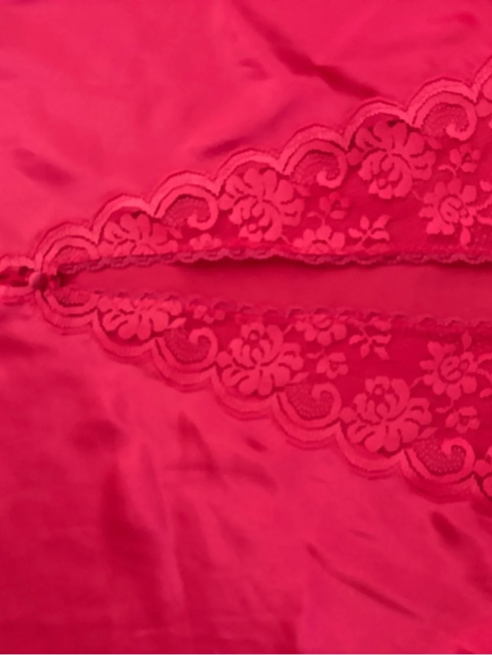Red Satin Lace Chemise two piece set - Women Intimates - Picture 2 of 5